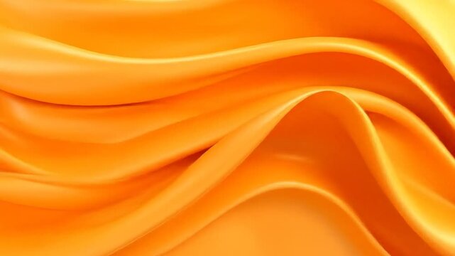 Vibrant Orange Silk Fabric Waving Elegantly Creating a Smooth Textured Background