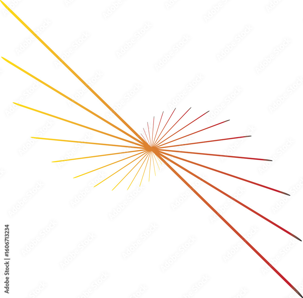 Aufkleber dynamic starburst pattern with evenly spaced gradient lines in fiery hues, minimalist style