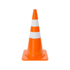 Safety Cone in Orange and White with a Black Background Isolated for Construction or Hazard Awareness and Road Safety Measures