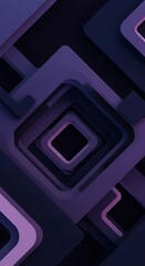 Intricate geometric shapes in overlapping layers of deep purple and violet hues.