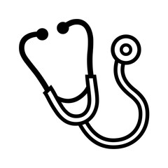 Simple stethoscope design showing healthcare and medical assistance in a clean black and white drawing, perfect for health or medical logos.