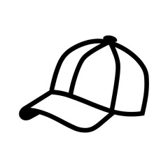 Simplistic outline of a baseball cap, perfect for fashion designs, sports logos, and apparel related promotional projects.