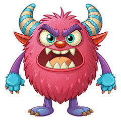 A Furious Pink Monster A Digital Illustration of an Angry Cartoon Creature