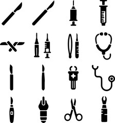 Medical and surgical instrument icons for healthcare design