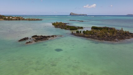 Aerial View of Volcanic Islets and Coin de Mire off the Northern Coast of Mauritius