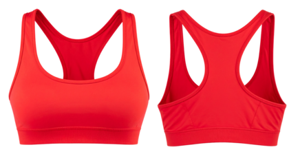 Red Sportswear Halter Top, front and back view, isolated on a White Background
