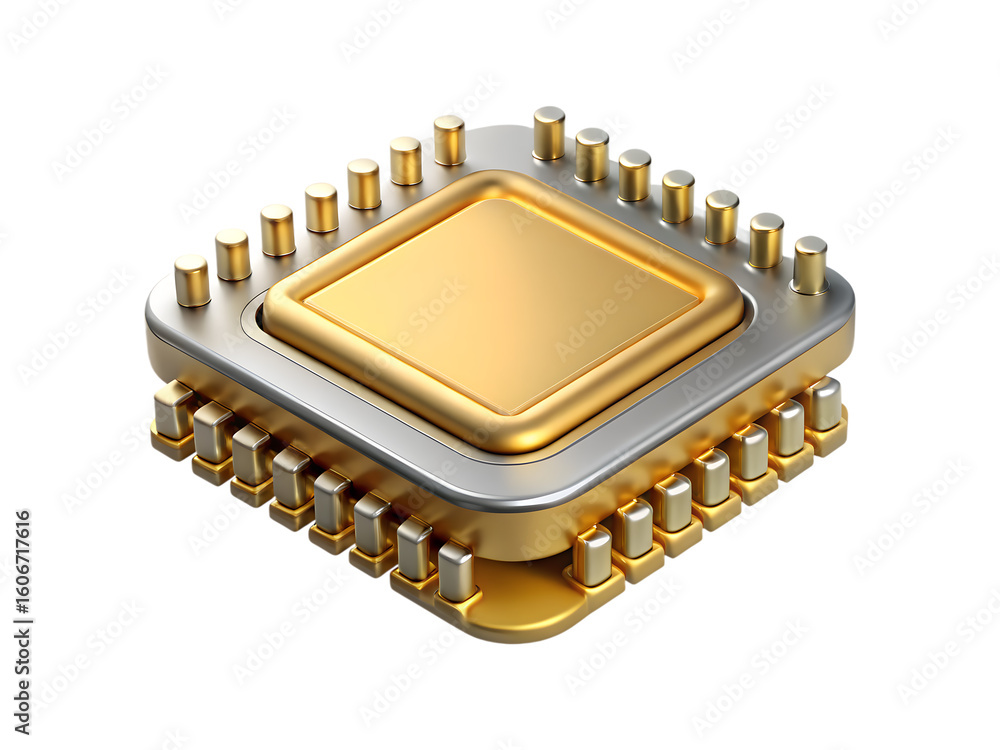 Aufkleber gold and silver microprocessor digital technology computer chip electronic component