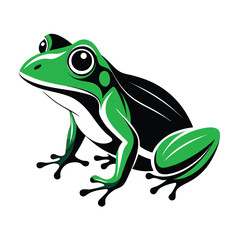 Vibrant Green Frog Cartoon Illustration A Striking Image of Wildlife in a Bold Artistic Style