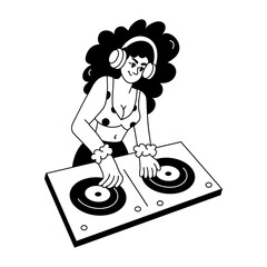 A hand drawn style illustration showing dj player

