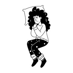 A glyph style illustration depicting a girl sleeping
