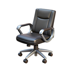 Modern office chair black leather swivel rolling wheels comfortable seating