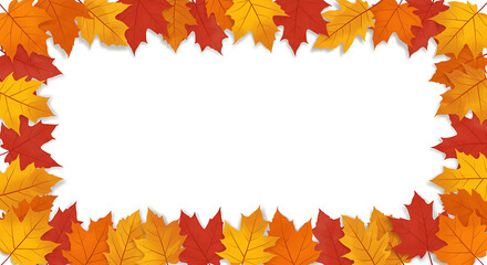 Fototapeta premium Invite autumn's glow with this vibrant maple leaf frame, perfect for fall designs and seasonal creative projects