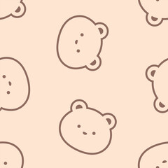 Cute bear seamless pattern design for background, wallpaper, fabric, textile design, card, wrapping paper, notebook, carpet, diary cover, blanket, blanket for kids, tile design, decorative, and etc.