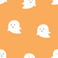 Cute ghost Halloween seamless pattern design for background, wallpaper, carpet, textile design, fabric, blanket, blanket for kids, card, wrapping paper, notebook, diary cover, decoration and etc.