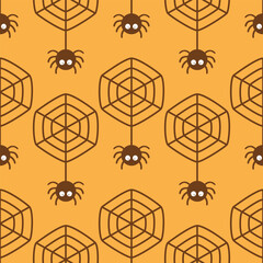 Cute Spider web Halloween seamless pattern design for background, wallpaper, carpet, textile design, fabric, blanket, blanket for kids, card, wrapping paper, notebook, diary cover, decoration and etc.