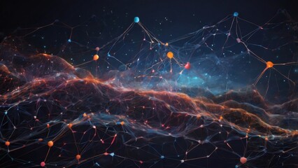 Emerging from scattered unstructured data points and culminating in a dense interconnected neural network