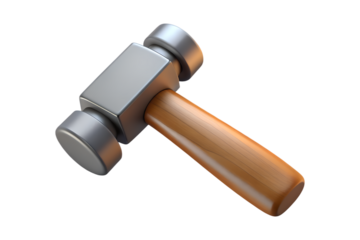 A metallic hammer with a wooden handle isolated on black background a 3D render