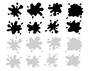 手書きインク・ペンキ　散るアイコン　モノクロ