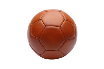 Classic vintage leather soccer ball isolated on transparent background