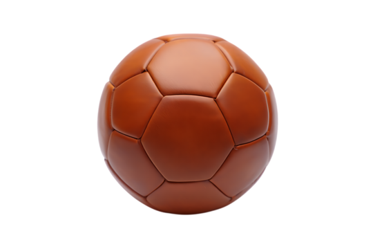 Classic vintage leather soccer ball isolated on transparent background