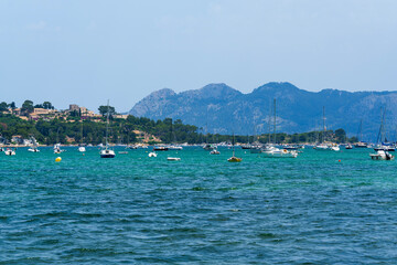 Obraz premium View towards the Bay off Pollenca, Port de Pollenca, Mallorca