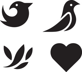 set of vector birds icons