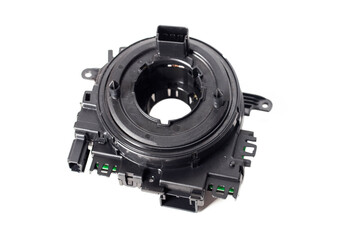 Steering column electric car cable on a white background, isolate, close-up