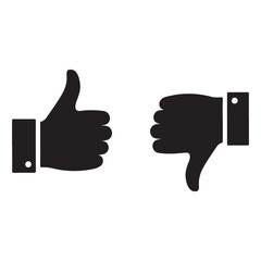 Black and White Image Featuring Thumb Up and Thumb Down Icons Depicting Agreement and Disagreement in Communication