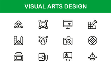 Visual Arts Professional Modern Line Icon Set Unique Minimal Creative Vector Collection