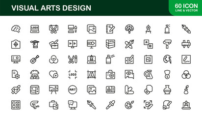 Visual Arts Professional Modern Line Icon Set Unique Minimal Creative Vector Collection