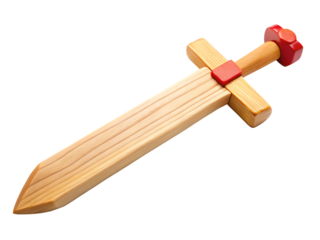 wooden toy sword for children isolated on white background PNG, AI GENERATED