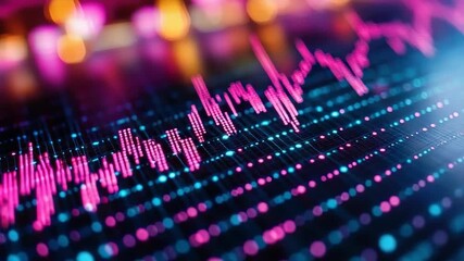 Abstract pink graph and grid with blue dots - Powered by Adobe