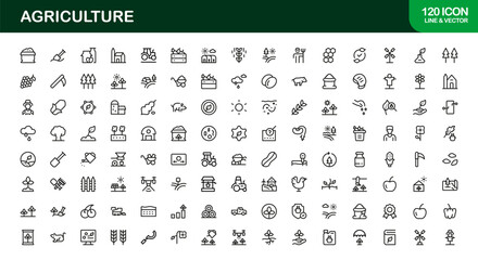 "Professional Agriculture Line Icon Collection Featuring Modern Minimal Vector Icons for Farming and Harvest " © jahandsign