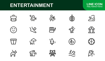 Modern Entertainment Line Icon Set Professional Vector Collection of Minimal Unique Symbols for Creative Media Industry