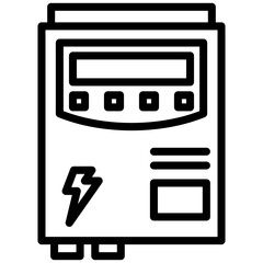 Solar Inverter Outline icon, Black And White Outline Icon Vector.