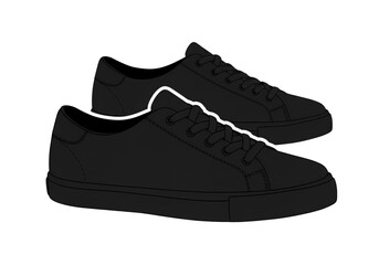 Classic Black Sneakers: Minimalist Footwear Photography Isolated on Transparent Background