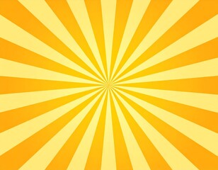 Warm yellow and orange radial sunburst rays create a vibrant retro summer background illustration