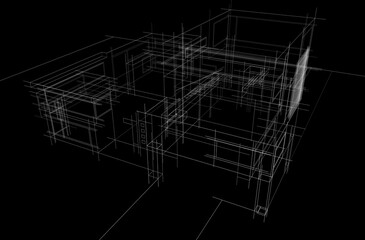 architectural sketch of a house