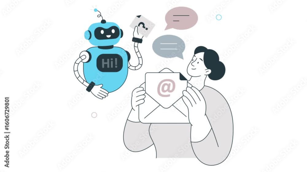 Poster automation bot 2d flat animation