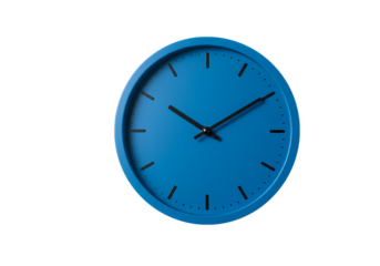 Vibrant Blue Clock: Precise Timekeeping in a Modern Design Isolated on Transparent Background