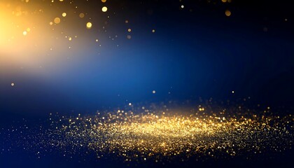 Abstract golden sparkles on a dark blue background