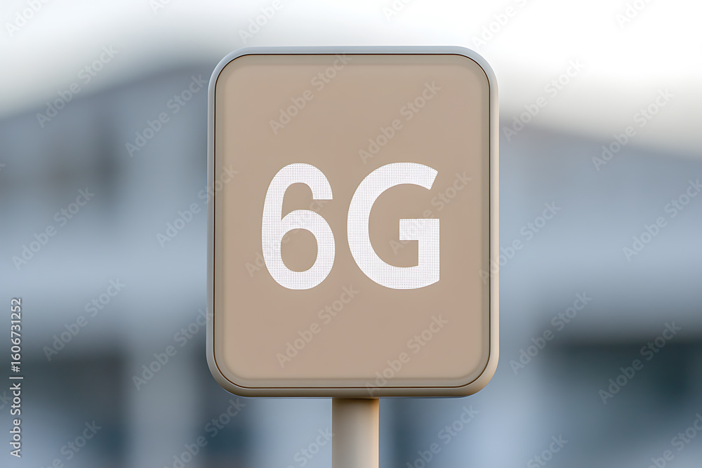 Poster 6g technology sign. conceptual representation of next generation communication network. innovation a