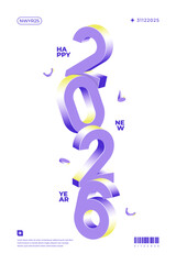 Obraz premium A vibrant and modern design showcasing the year 2026 in a dynamic color combinations