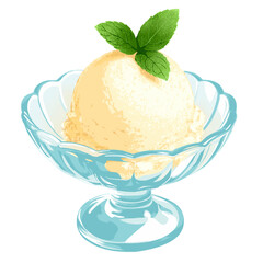 ガラスの器に入ったアイスクリーム