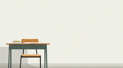 Back to school minimal illustrations with copy space, school supplies, chalkboard, desks, children and backpacks in colorful compositions ideal for educational purposes.