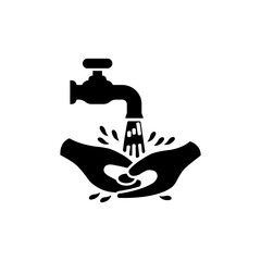 mandatory safety signs icon symbol only_wash your hand black and white color symbol only	 
