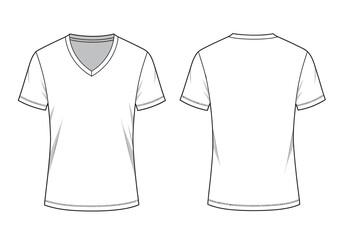 V-Neck Short Sleeve T-Shirt Template &ndash; Flat Vector Mockup