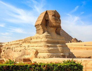 Ancient Sphinx, desert landscape