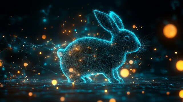 Digital neon rabbit illustration