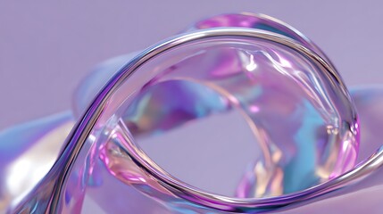 Abstract Iridescent Glass Ribbon with Holographic Colors